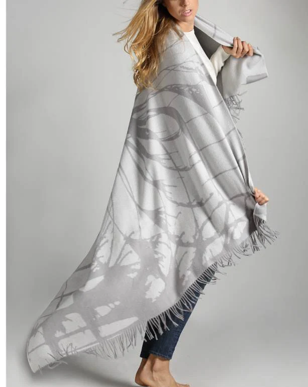 100% Baby Alpaca Flower Print Throw - Image 3