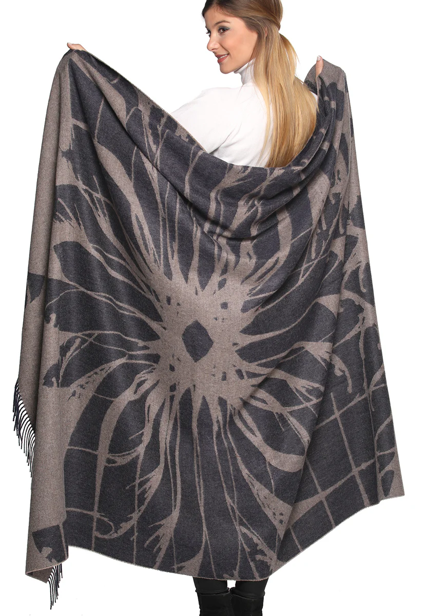 100% Baby Alpaca Flower Print Throw - Image 4