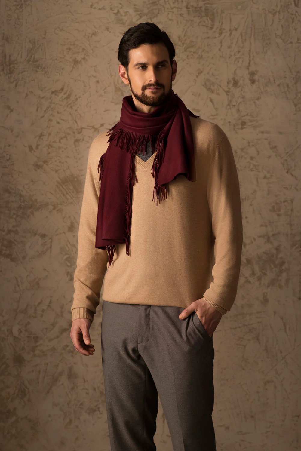 100% Vicuna Scarf - Horizontal Fringes - Image 8