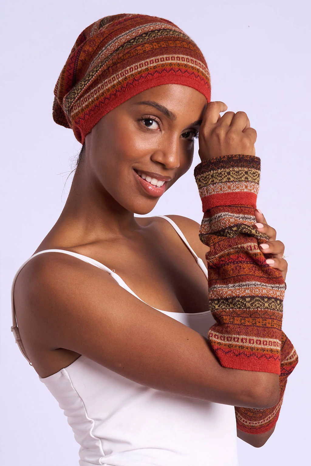 Andean Stripes Alpaca Arm Warmers - Image 2