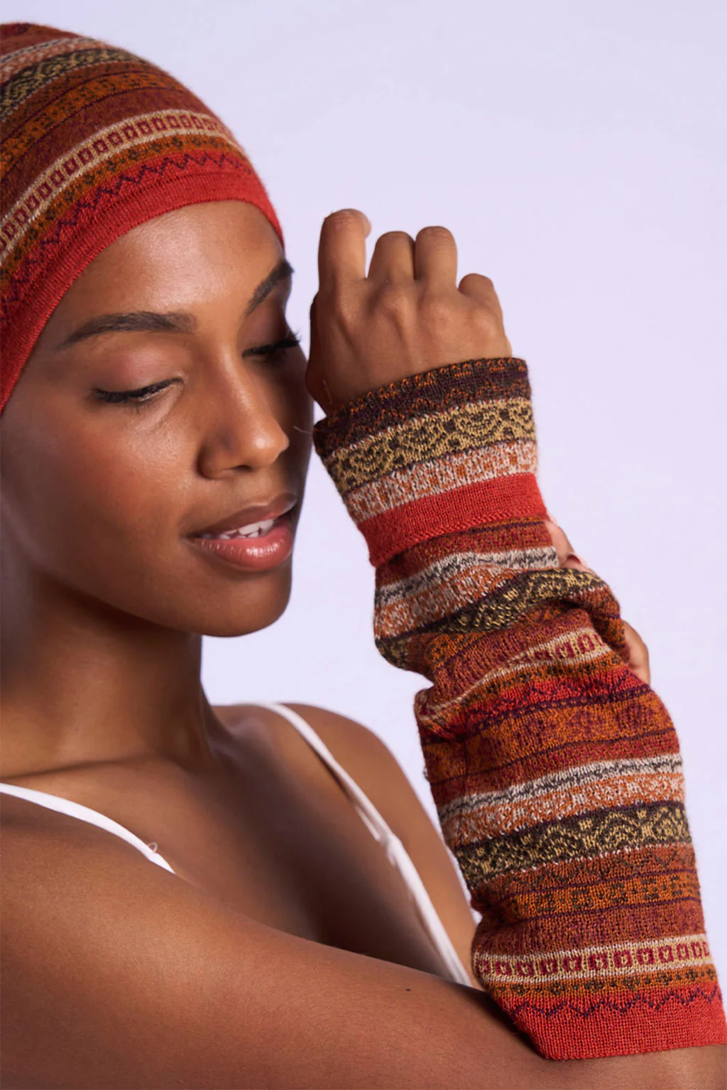 Andean Stripes Alpaca Arm Warmers - Image 3