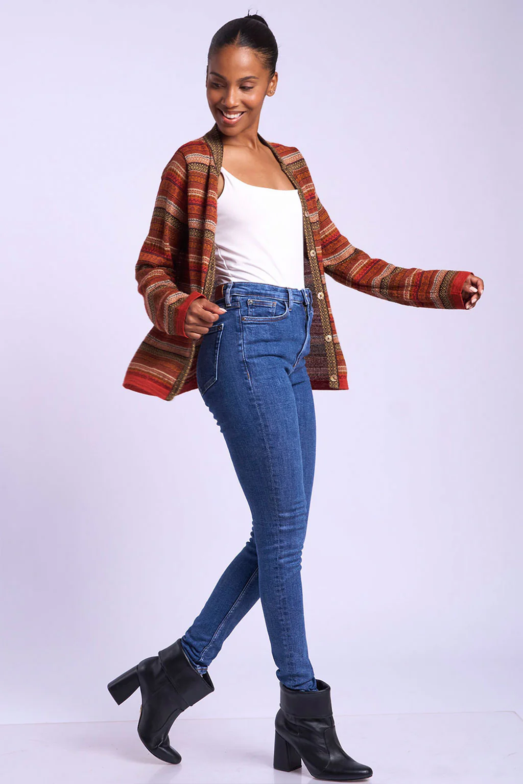 Andean Stripes Alpaca Cardigan - Image 3