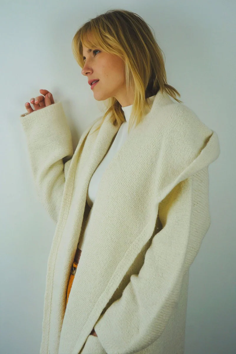 Belen Hooded Knit Alpaca Coat / Long Cardigan - Image 5