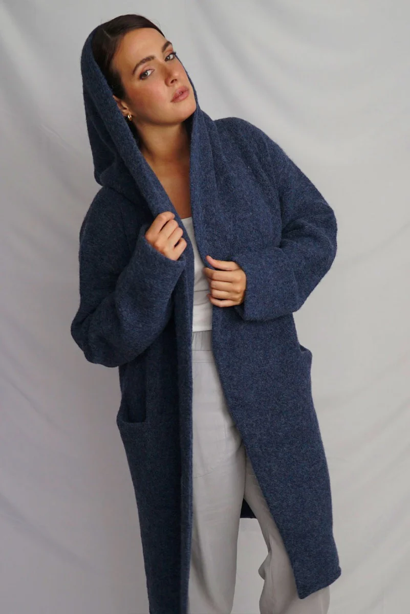 Belen Hooded Knit Alpaca Coat / Long Cardigan - Image 11