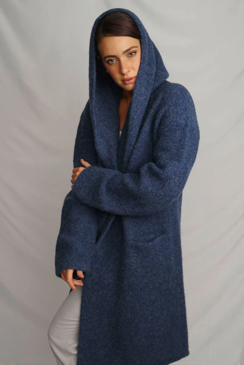 Belen Hooded Knit Alpaca Coat / Long Cardigan - Image 12