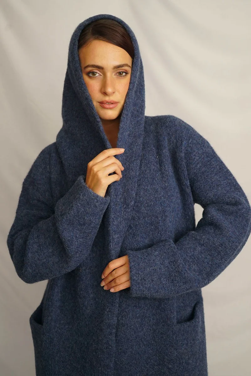 Belen Hooded Knit Alpaca Coat / Long Cardigan - Image 14