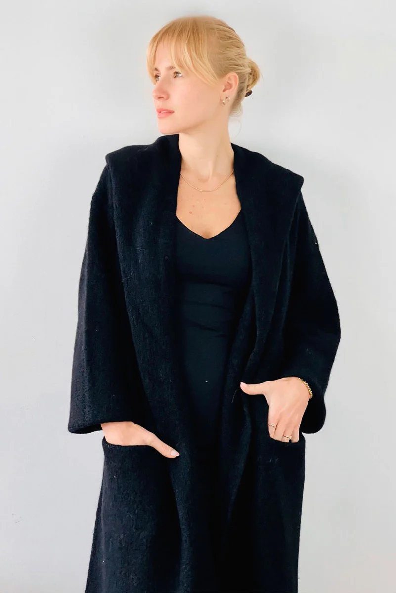 Belen Hooded Knit Alpaca Coat / Long Cardigan - Image 6