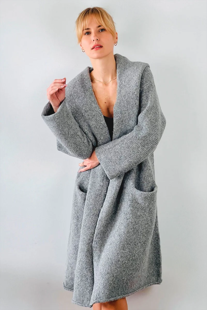 Belen Hooded Knit Alpaca Coat / Long Cardigan - Image 7