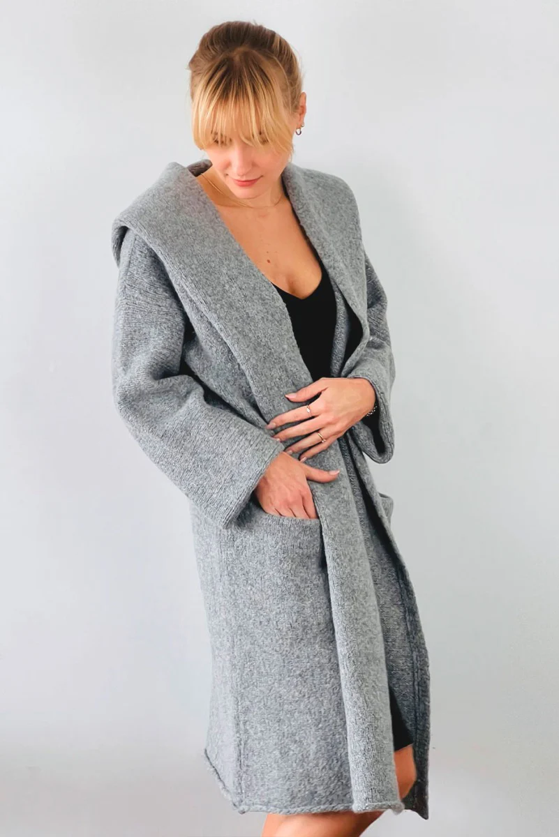 Belen Hooded Knit Alpaca Coat / Long Cardigan - Image 9