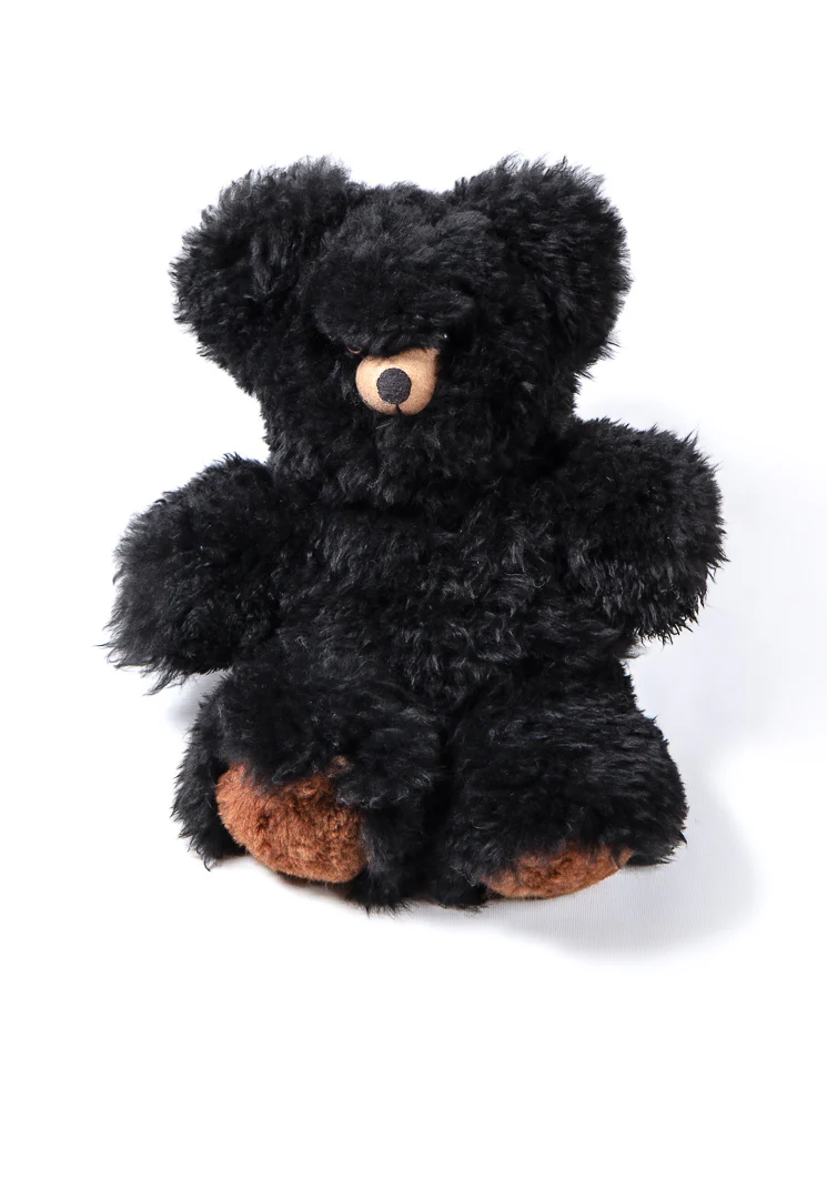 Black Baby Alpaca Fur Teddy Bear - Big - Image 2