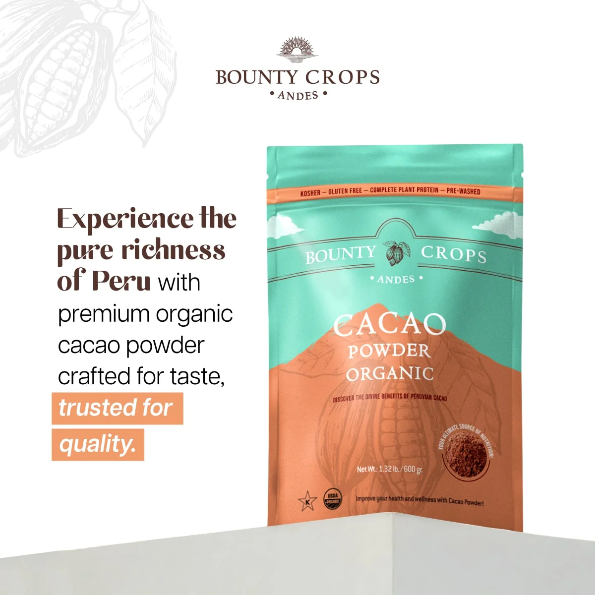 Cacao Powder Organic, 1.32 lb / 600 gr. ($14.77 lb / $0.92 ounce) - Image 7