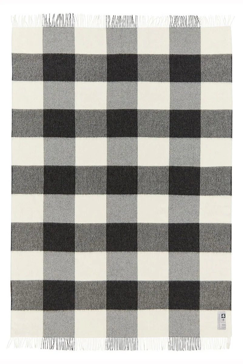 Charcoal Checkered Baby Alpaca Blanket - Image 2