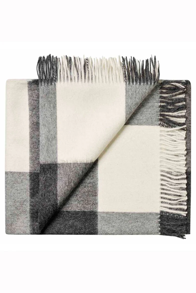 Charcoal Checkered Baby Alpaca Blanket - Image 3