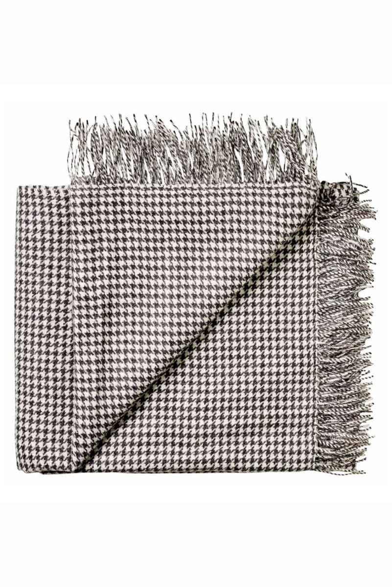 Charcoal - White Houndstooth Baby Alpaca Blanket