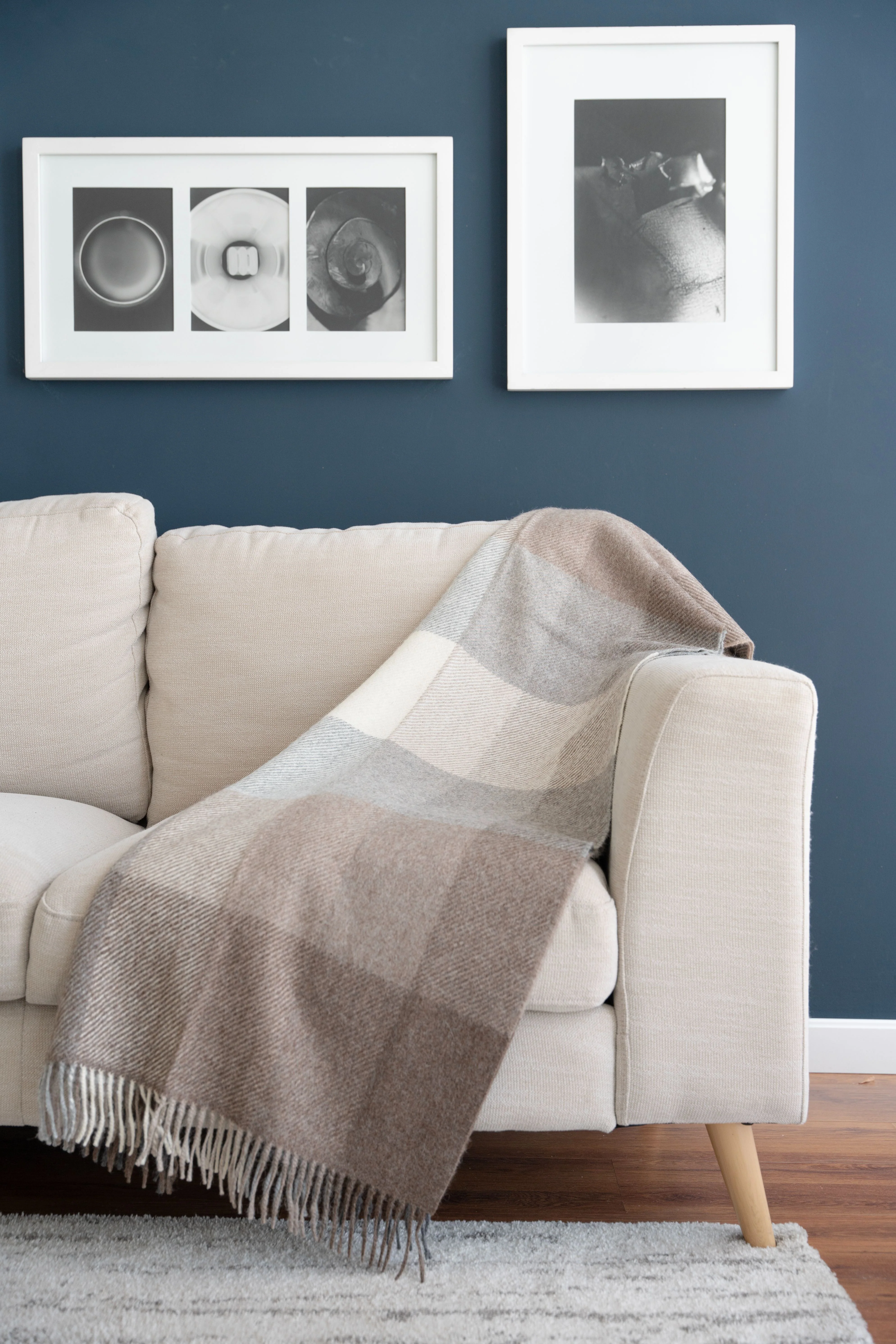 Check Pattern Natural Color 100% Alpaca Throw - Image 2