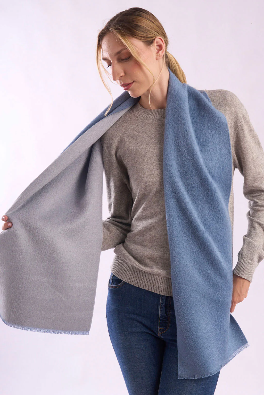 Double-Sided Baby Alpaca Suri Scarf - Image 2