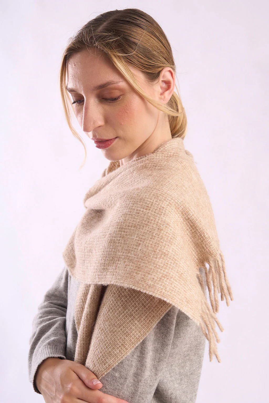 Eco Textured Baby Alpaca & Silk Scarf - Image 2