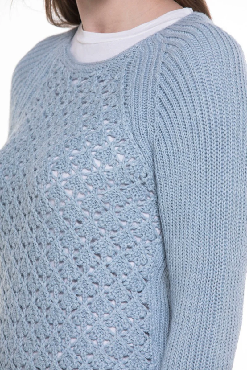 Ella Crochet 100% Baby Llama Crew-Neck Sweater - Image 5