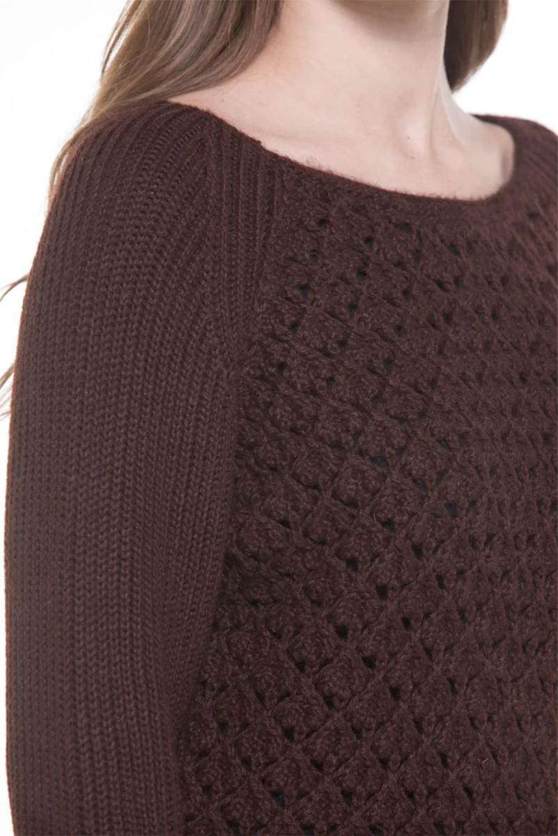 Ella Crochet 100% Baby Llama Crew-Neck Sweater - Image 8