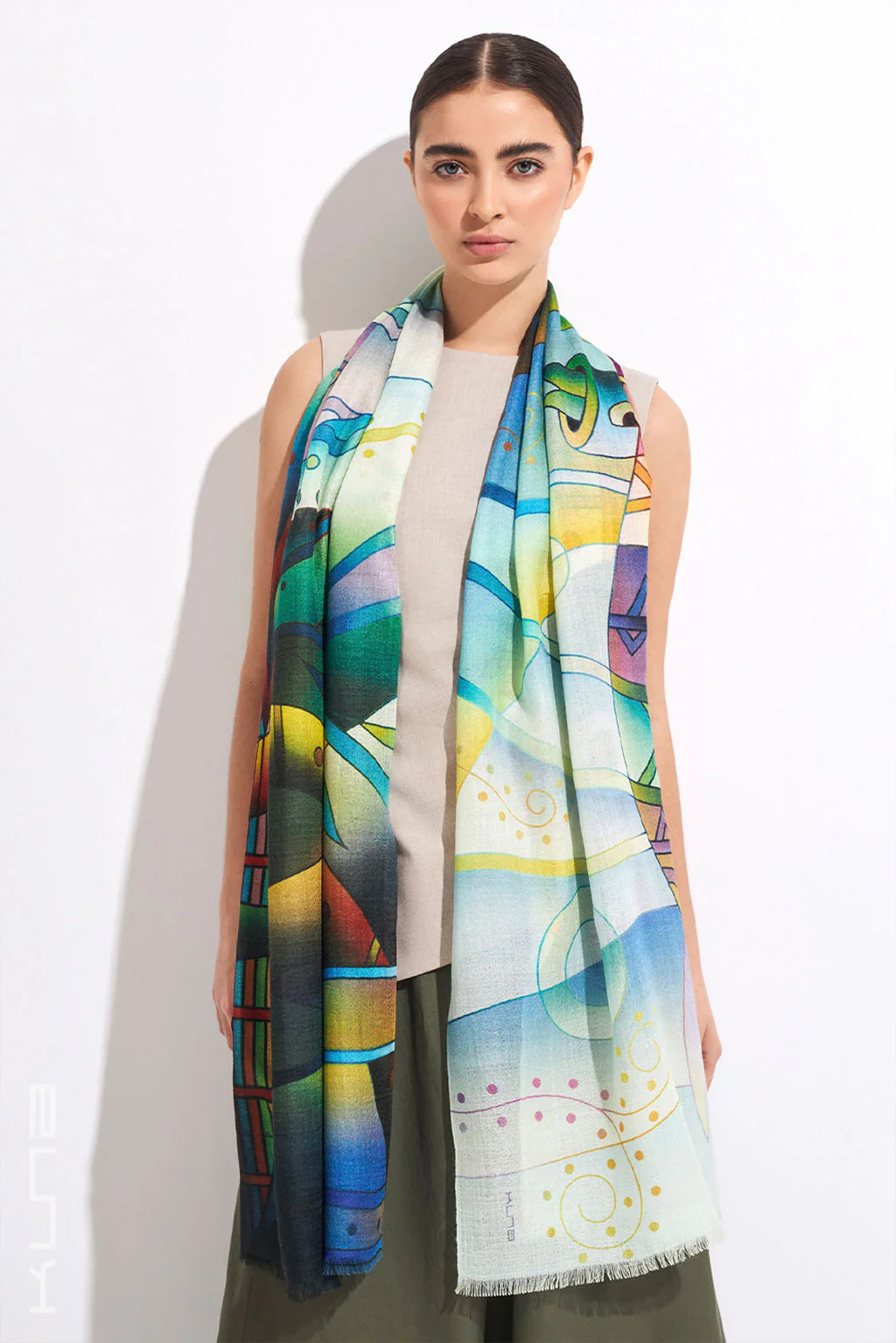 Festival of Water in Blue Baby Alpaca & Silk Shawl