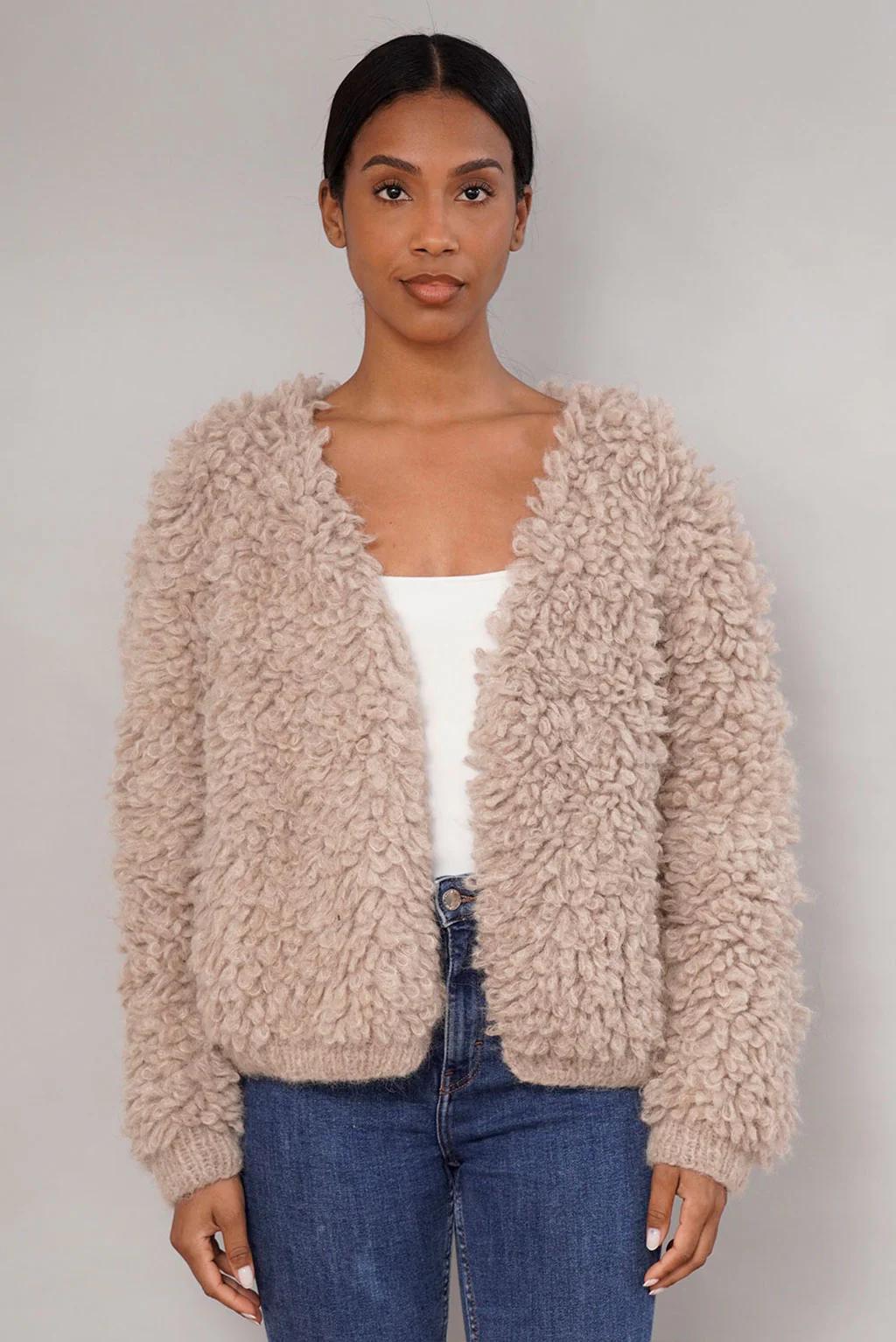 Furry Handknit Alpaca Cardigan - Image 2