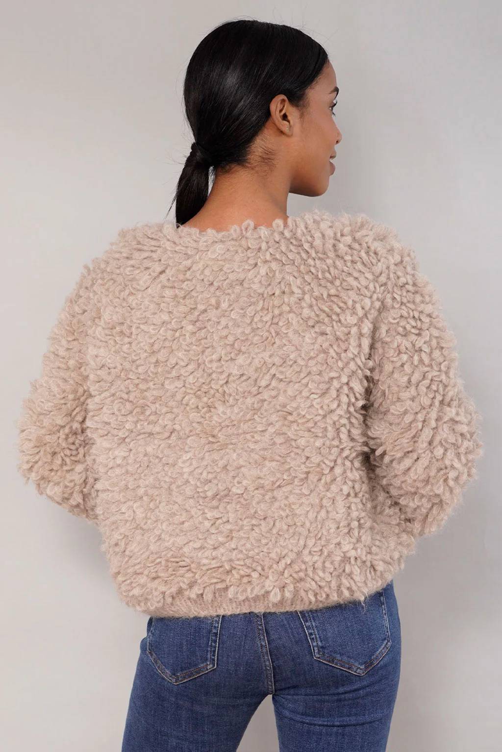 Furry Handknit Alpaca Cardigan - Image 3