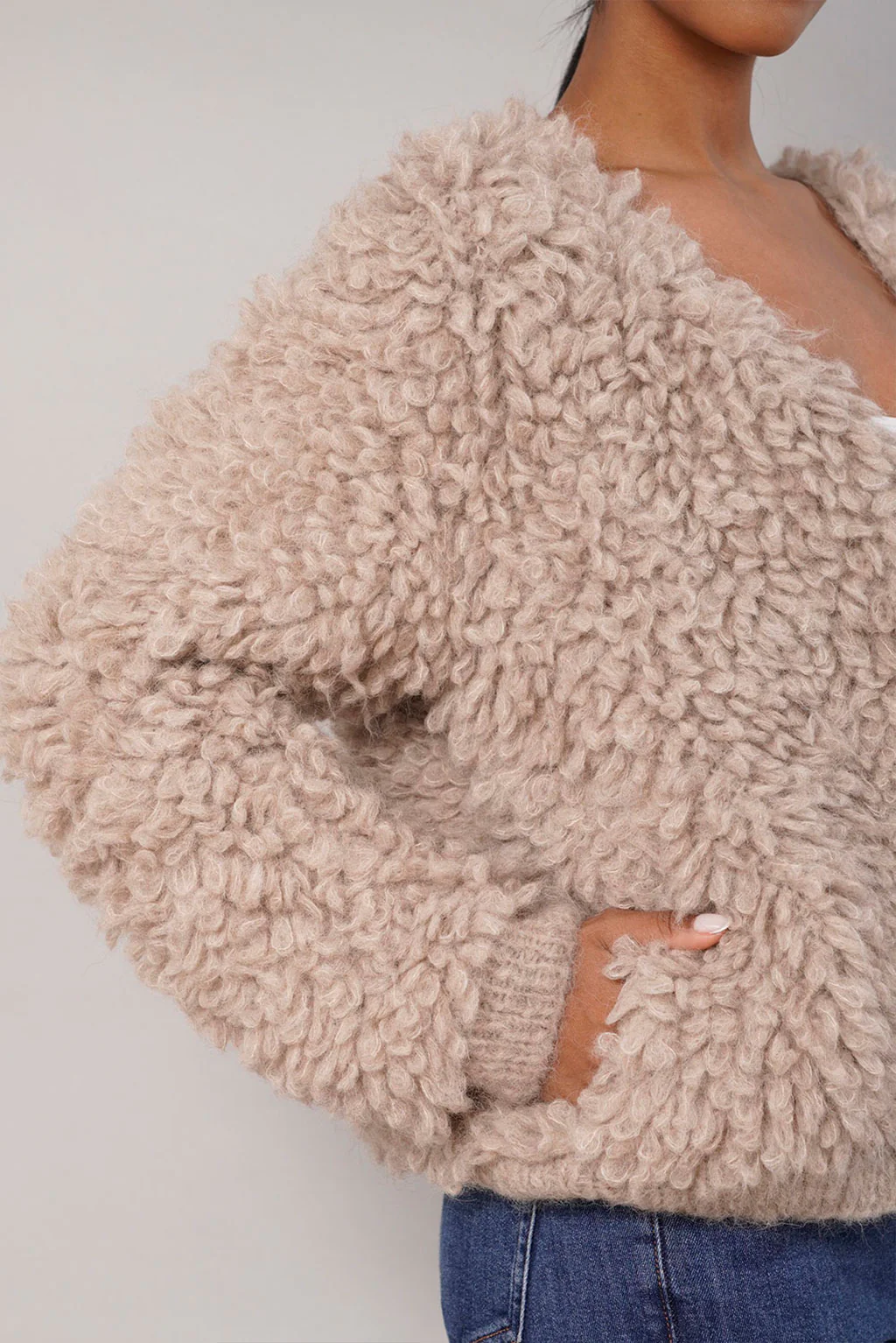 Furry Handknit Alpaca Cardigan - Image 4