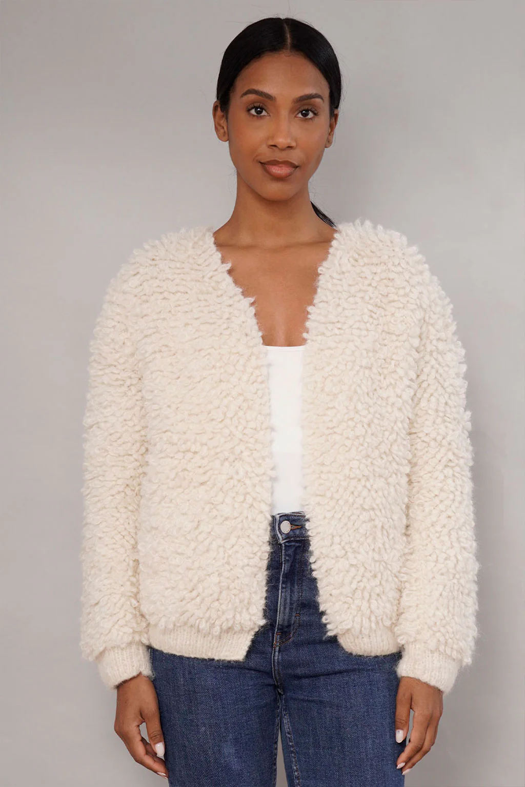 Furry Handknit Alpaca Cardigan - Image 6