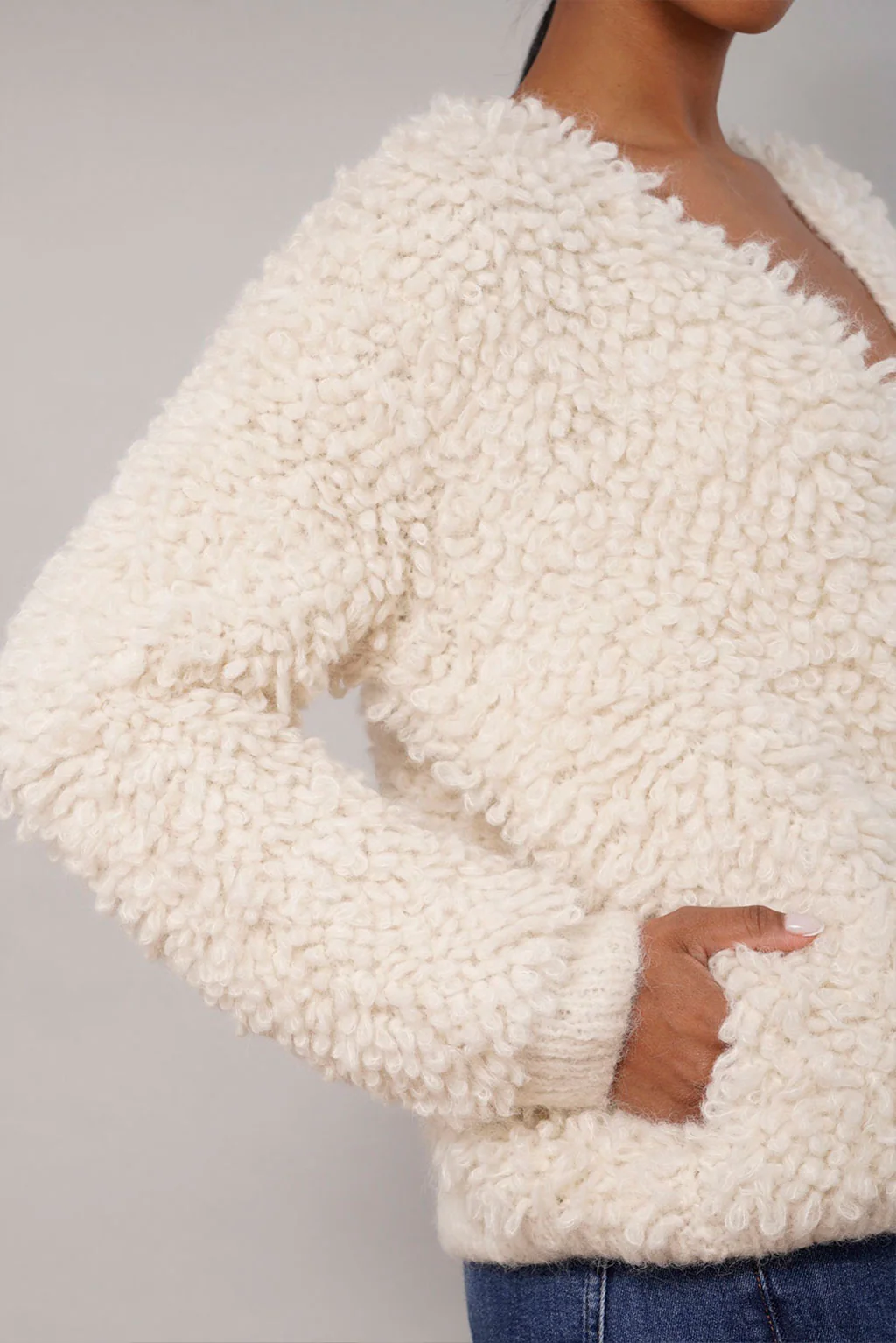 Furry Handknit Alpaca Cardigan - Image 8