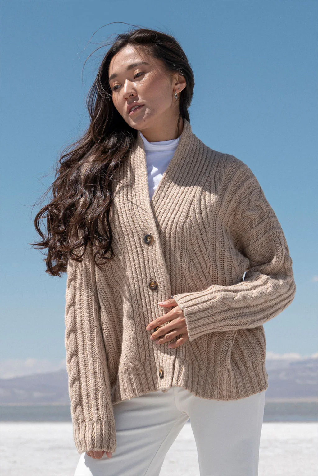 Kara Cable Knit Baby Alpaca Cardigan