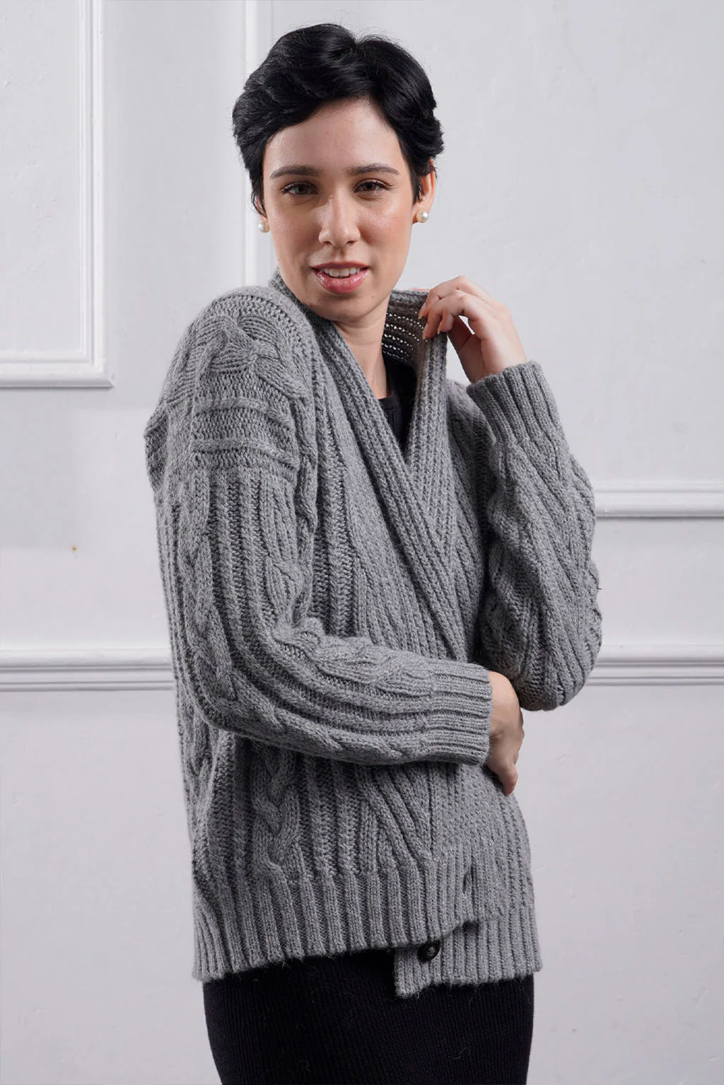 Kara Cable Knit Baby Alpaca Cardigan - Image 13