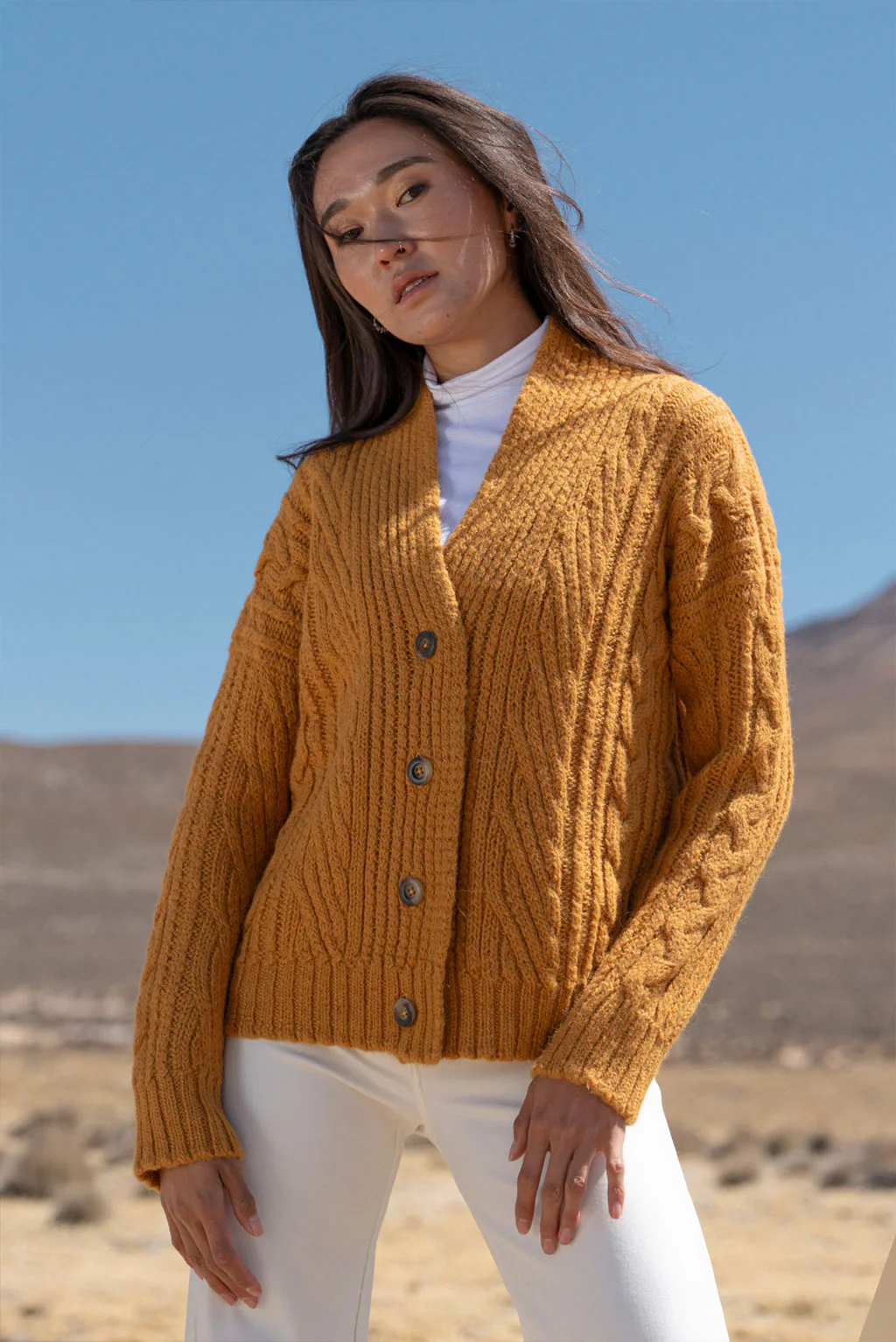 Kara Cable Knit Baby Alpaca Cardigan - Image 11