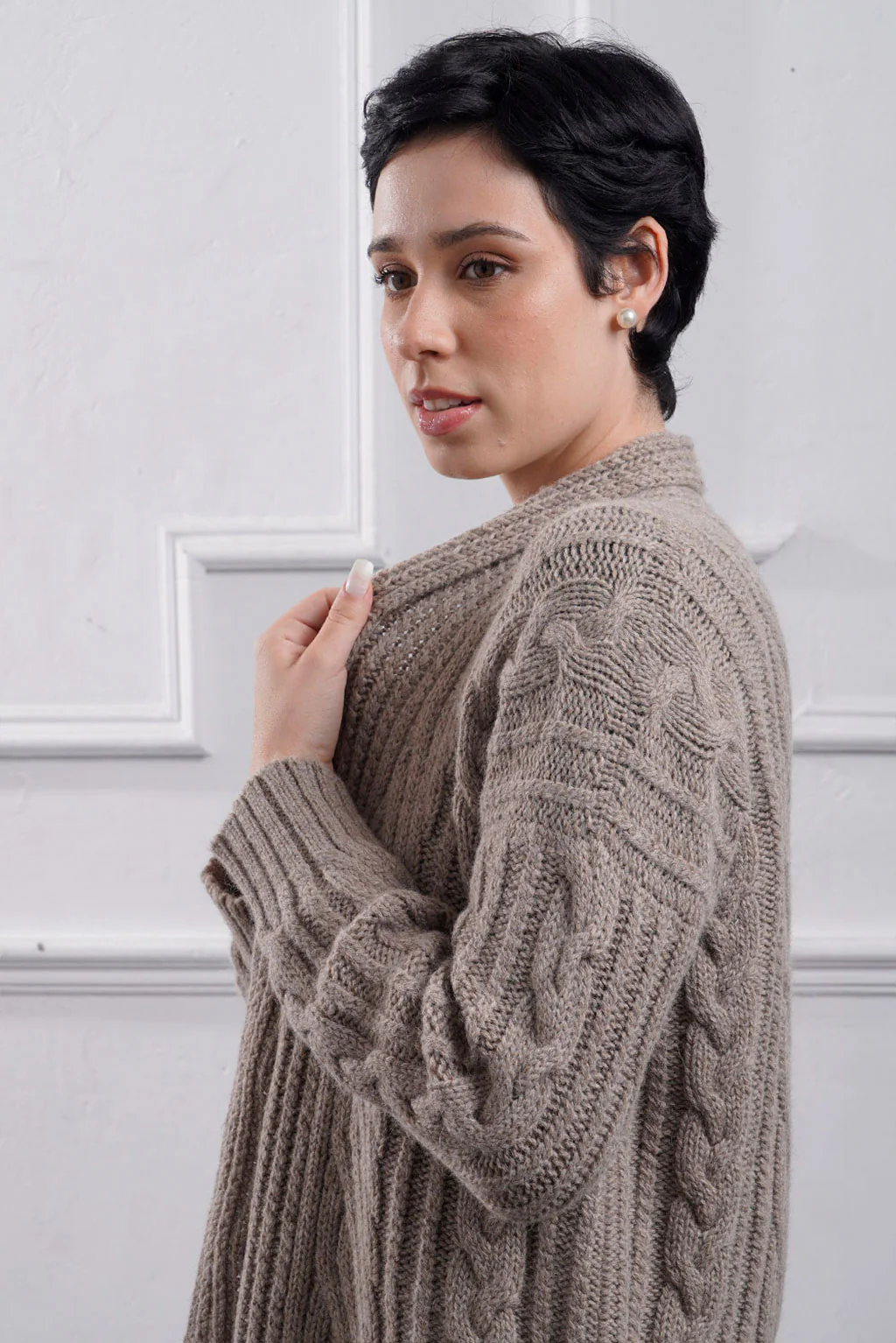 Kara Cable Knit Baby Alpaca Cardigan - Image 22