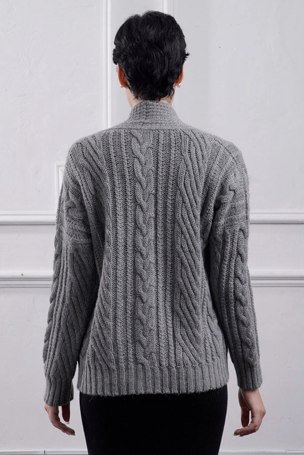 Kara Cable Knit Baby Alpaca Cardigan - Image 3