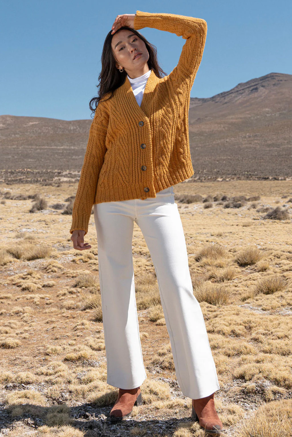 Kara Cable Knit Baby Alpaca Cardigan - Image 6