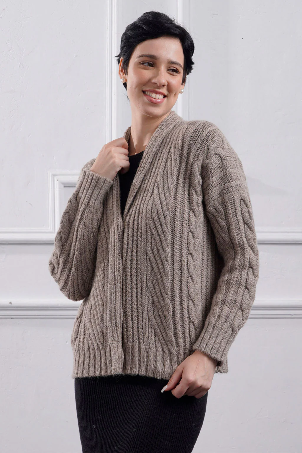 Kara Cable Knit Baby Alpaca Cardigan