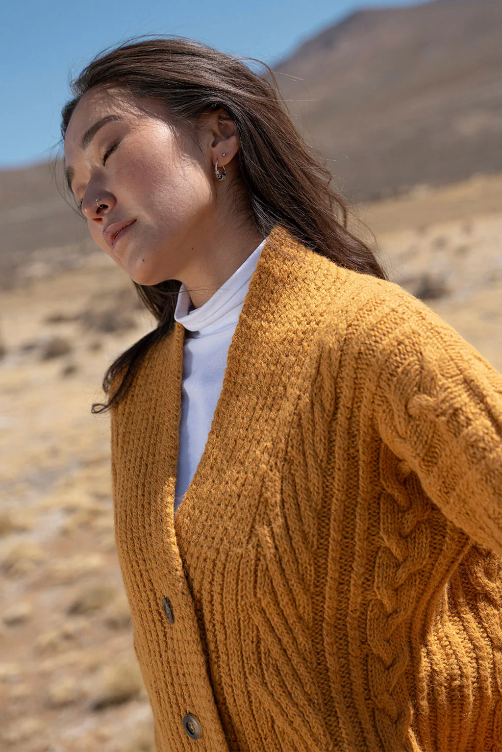 Kara Cable Knit Baby Alpaca Cardigan - Image 10