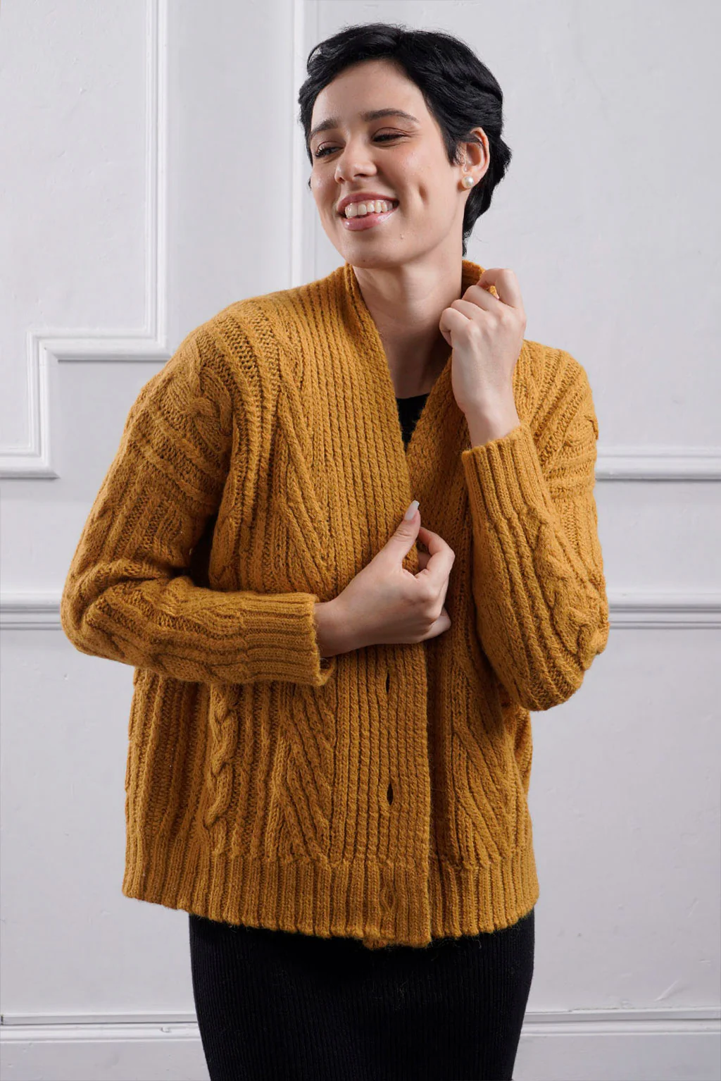 Kara Cable Knit Baby Alpaca Cardigan - Image 8
