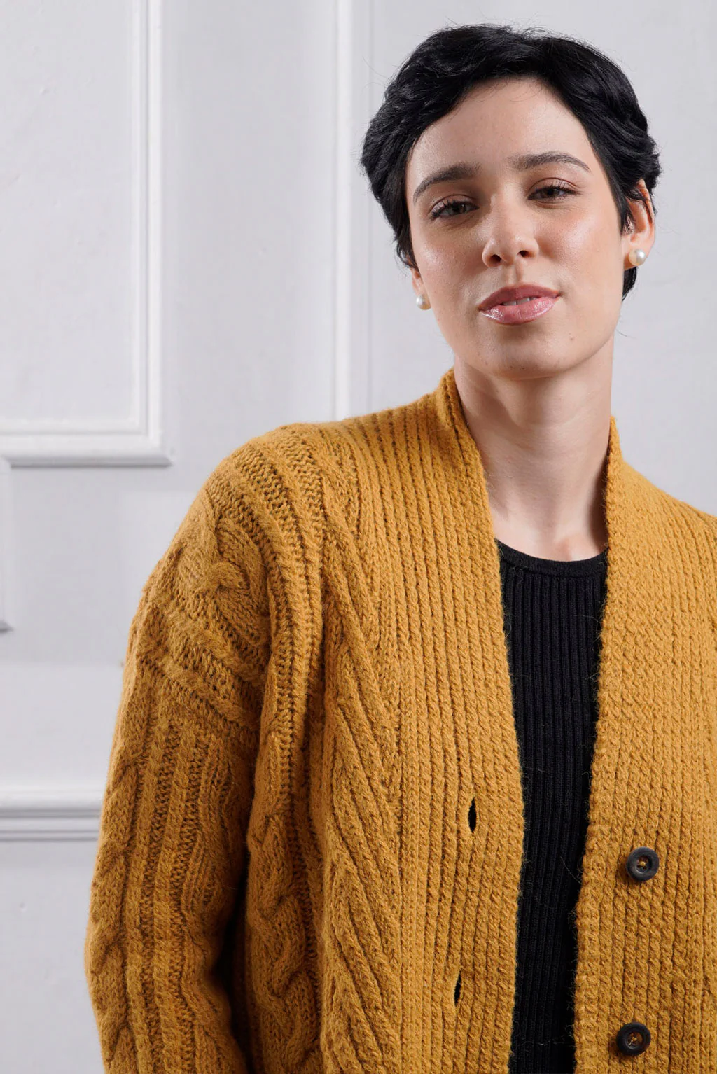 Kara Cable Knit Baby Alpaca Cardigan - Image 10