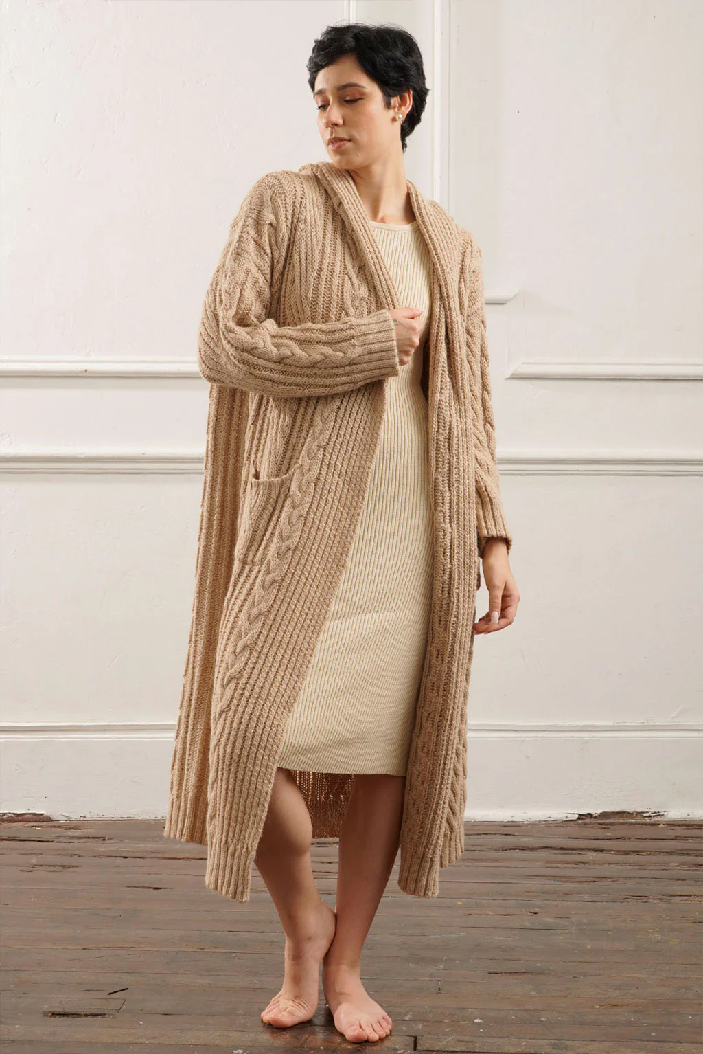 Kendall Cable Knit Baby Alpaca Cardigan - Image 17