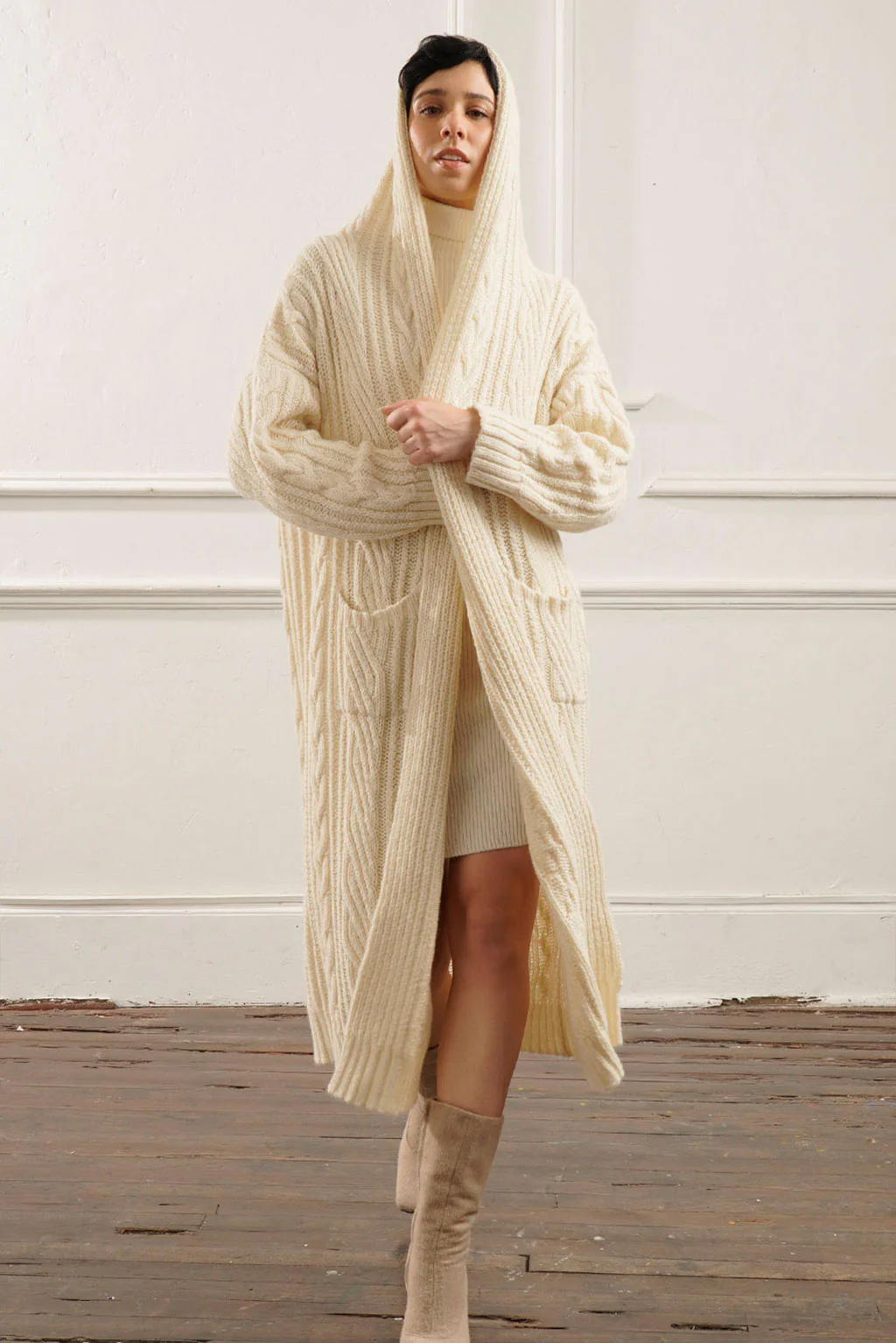 Kendall Cable Knit Baby Alpaca Cardigan - Image 10