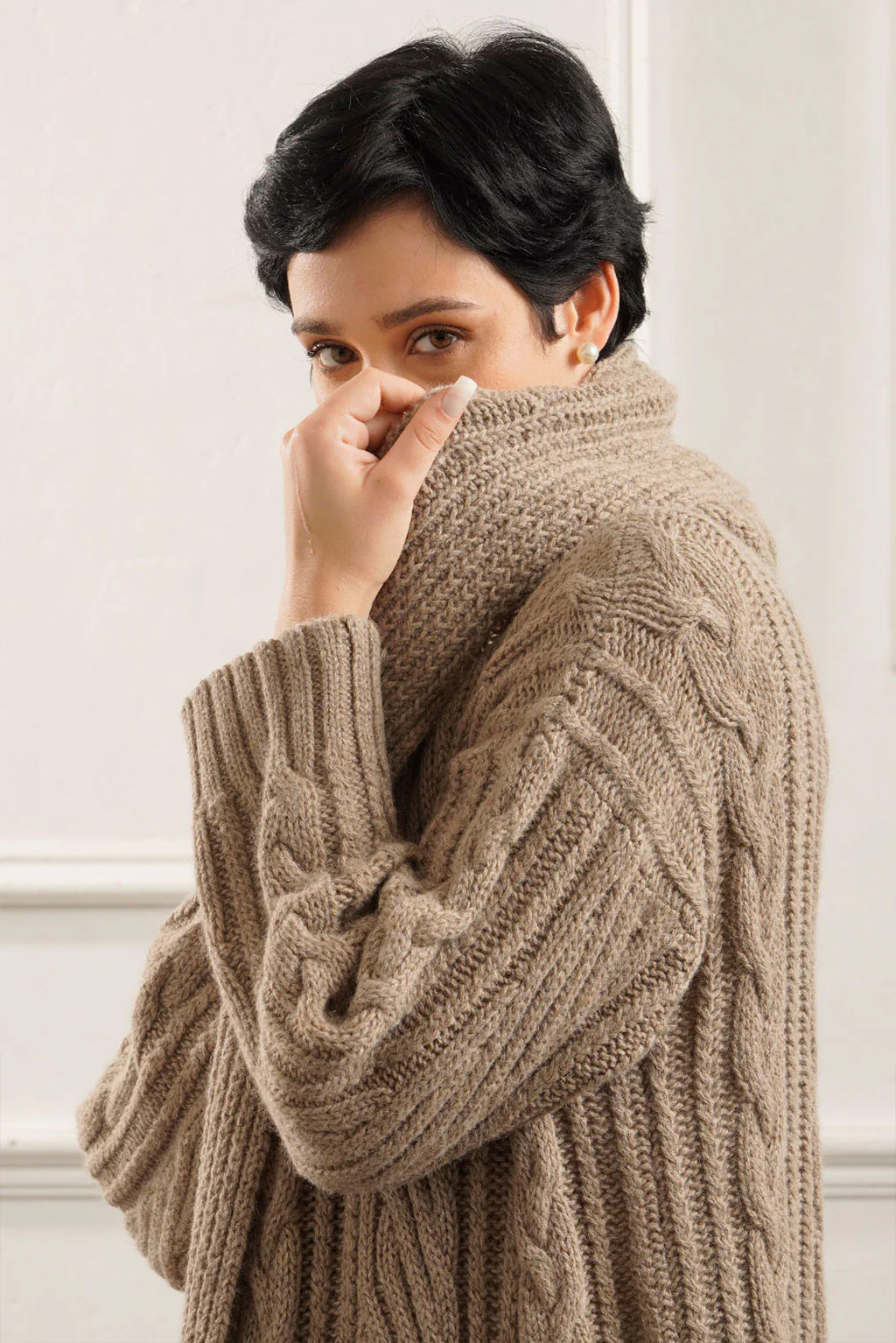 Kendall Cable Knit Baby Alpaca Cardigan - Image 8