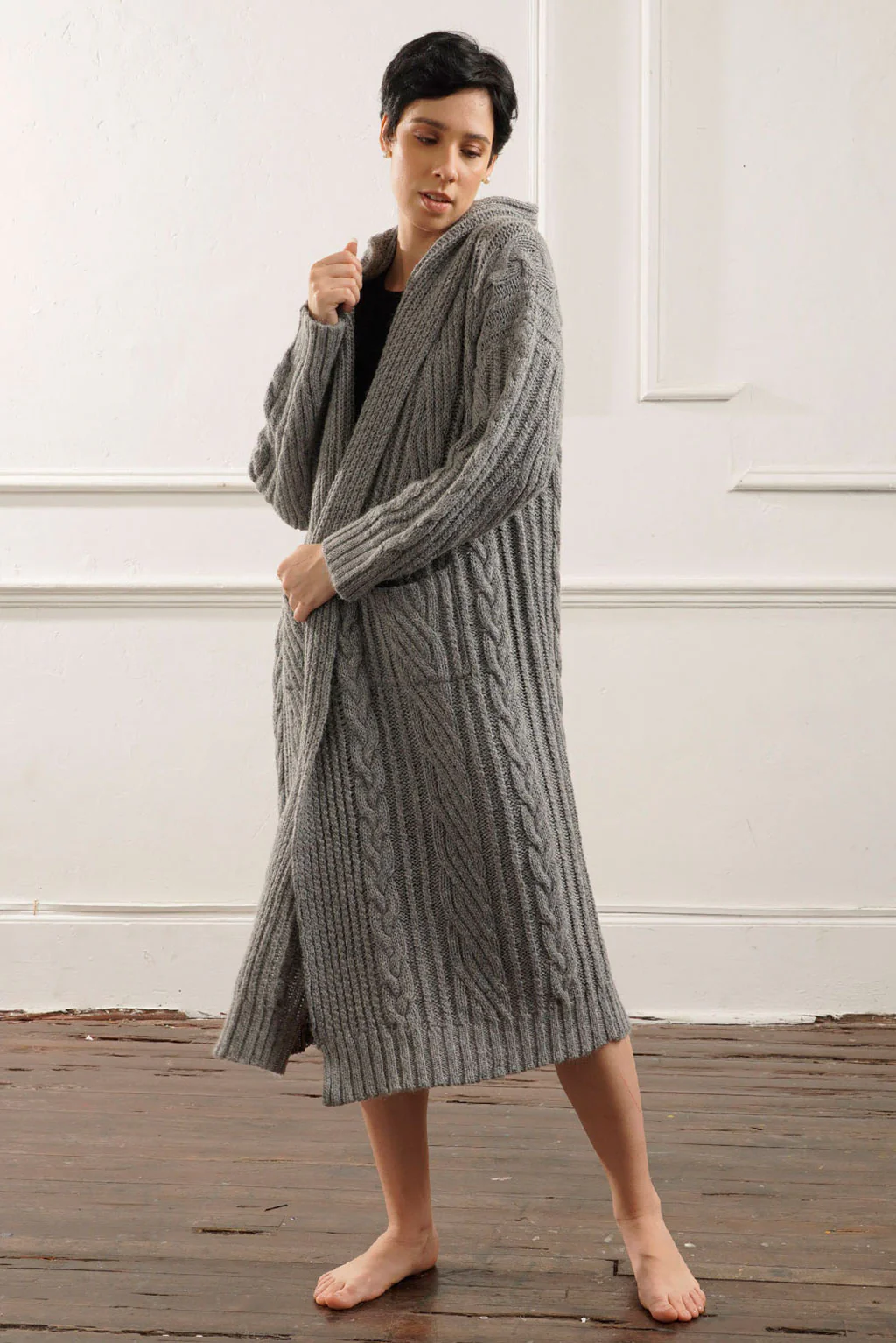 Kendall Cable Knit Baby Alpaca Cardigan - Image 14