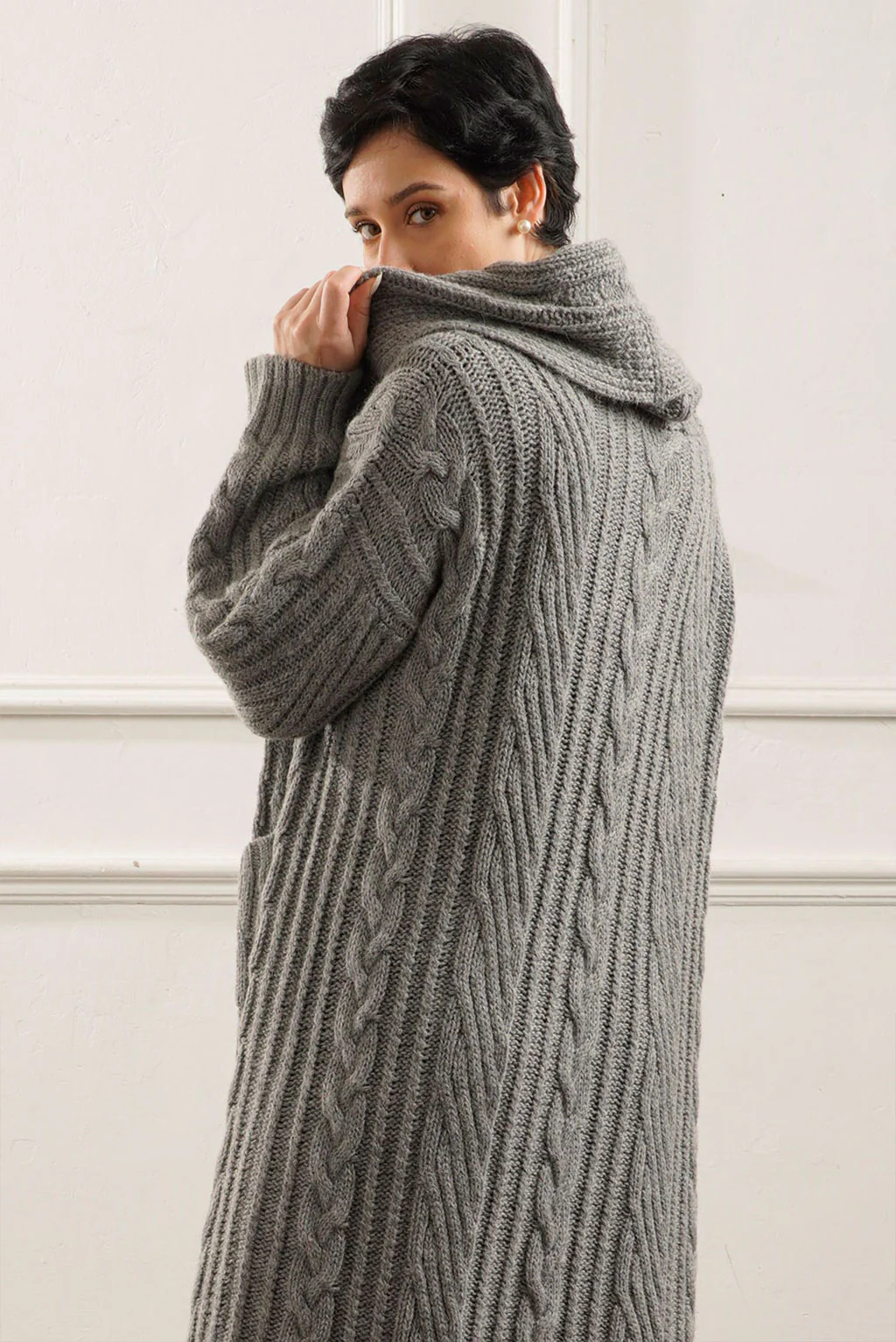 Kendall Cable Knit Baby Alpaca Cardigan - Image 15