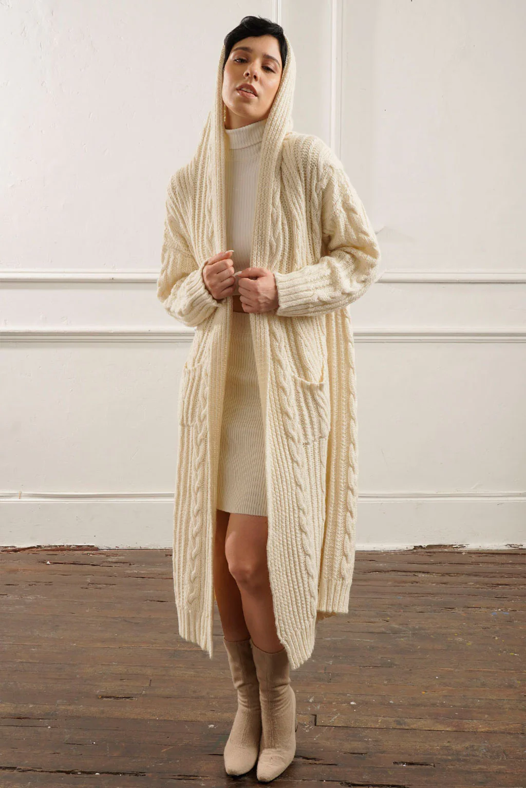 Kendall Cable Knit Baby Alpaca Cardigan - Image 10