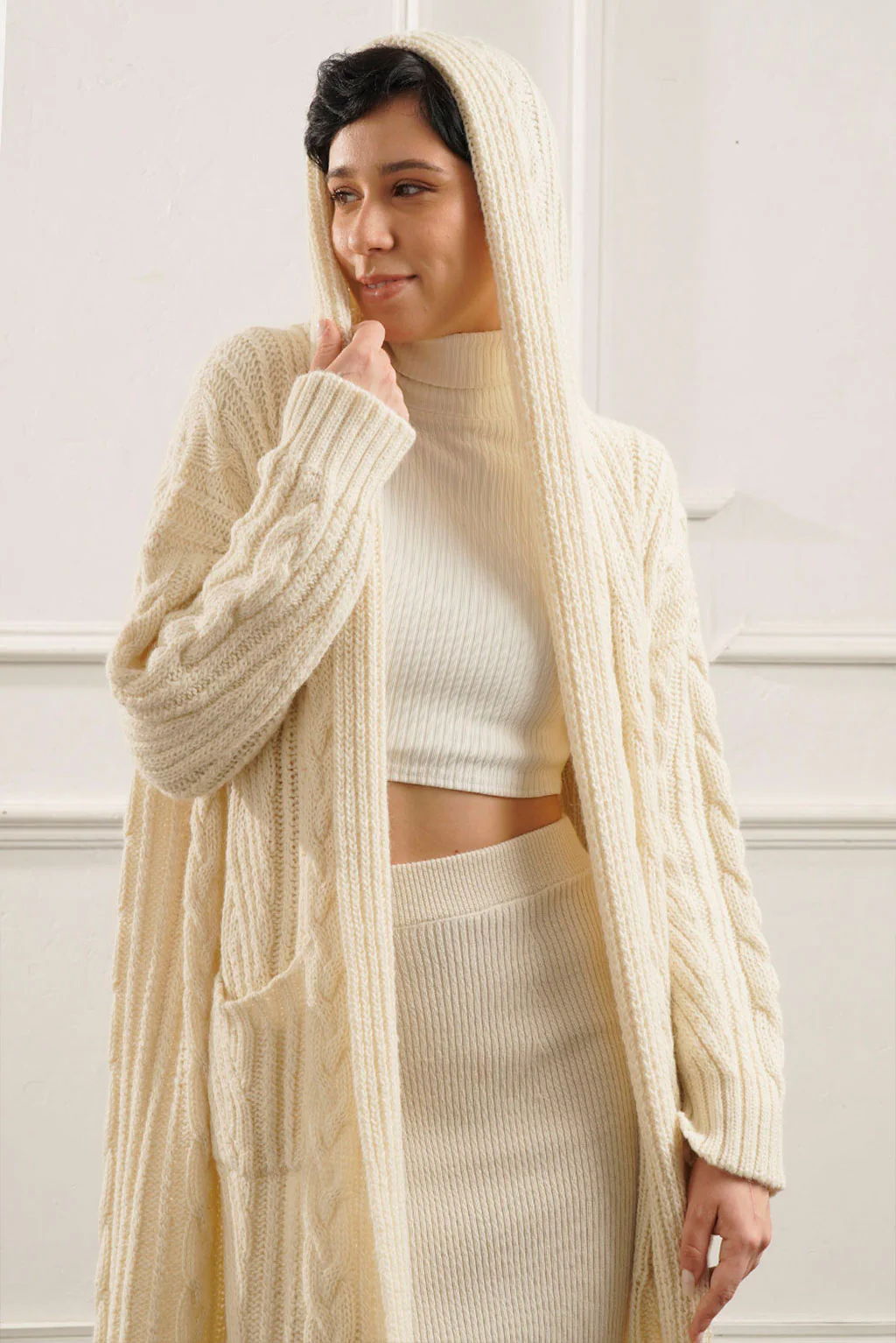 Kendall Cable Knit Baby Alpaca Cardigan - Image 11