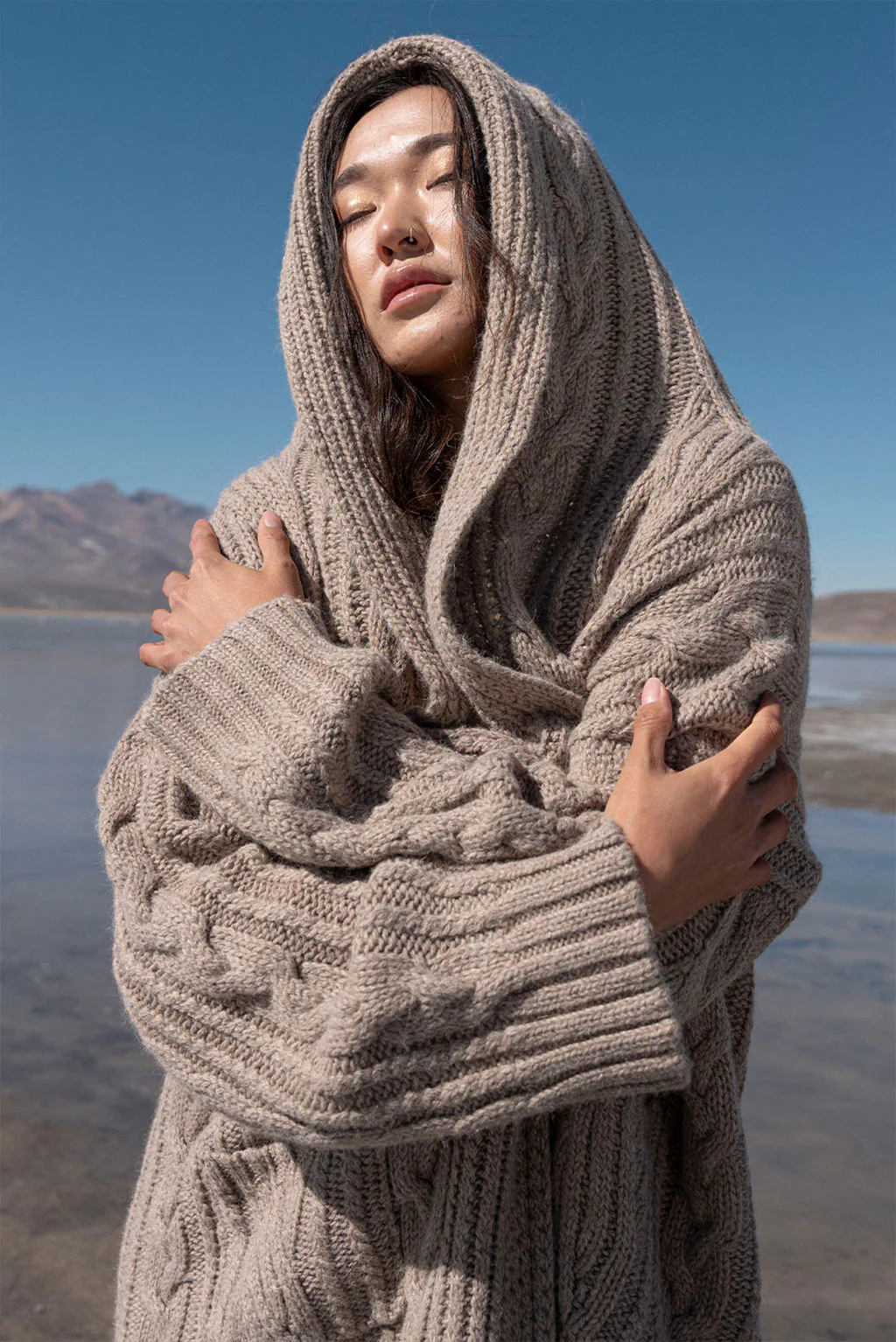 Kendall Cable Knit Baby Alpaca Cardigan - Image 4