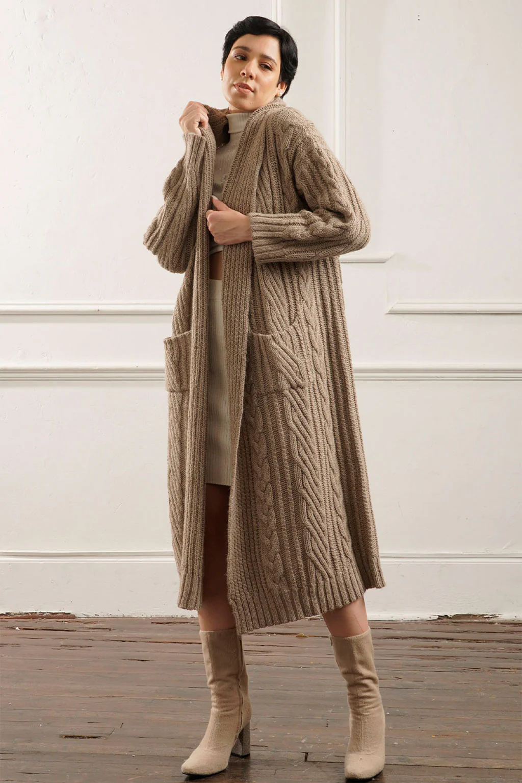 Kendall Cable Knit Baby Alpaca Cardigan - Image 5