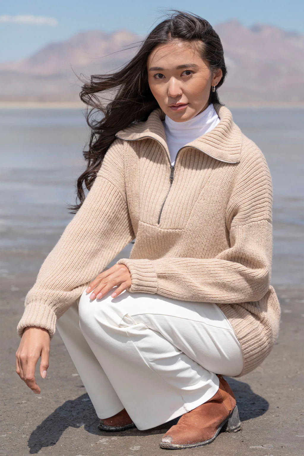 Kim Half-Zip Baby Alpaca Sweater - Image 11
