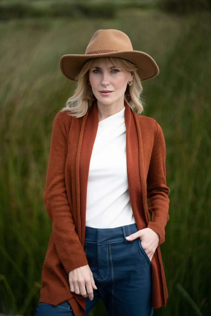 Ladies Pique Stitch Baby Alpaca Cardigan - Image 2